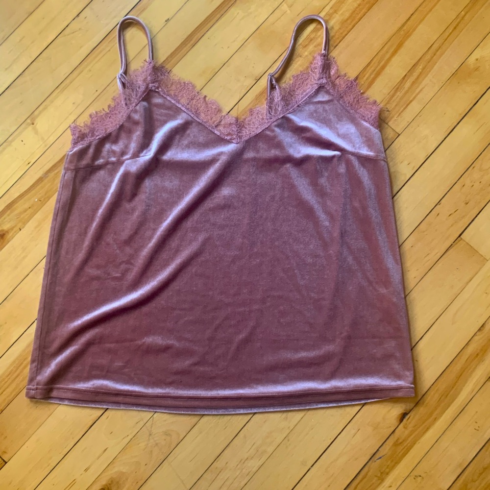 Lace Trim velvet Cami Top